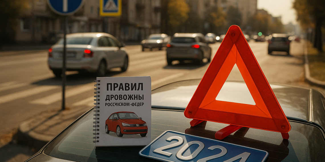 Реалистичная фотоиллюстрация в редакционно-журналистском стиле для российской ТВ-программы «Автограф» о правах автомобилистов, ПДД и безопасности на дорогах России. Тема выпуска: Изменения в законодательстве для автомобилистов в 2024 году. Уличная ил
