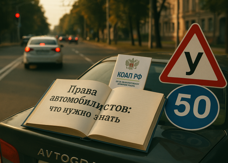 Реалистичная фотоиллюстрация в редакционно-журналистском стиле для российской ТВ-программы «Автограф» о правах автомобилистов, ПДД и безопасности на дорогах России. Тема выпуска: Права автомобилистов: что нужно знать. Уличная или дорожная сцена в реа