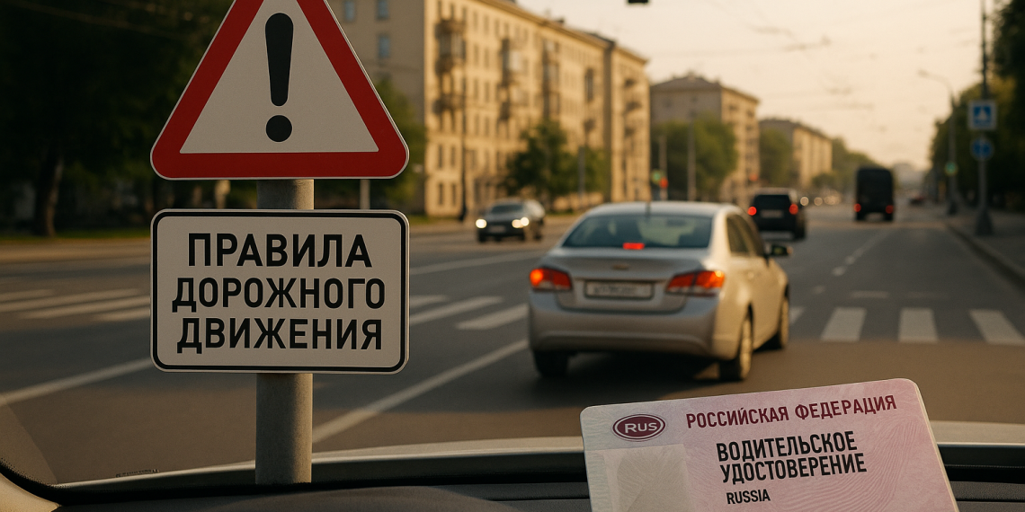 Реалистичная фотоиллюстрация в редакционно-журналистском стиле для российской ТВ-программы «Автограф» о правах автомобилистов, ПДД и безопасности на дорогах России. Тема выпуска: Изменения в правилах дорожного движения: что нового для автомобилистов?